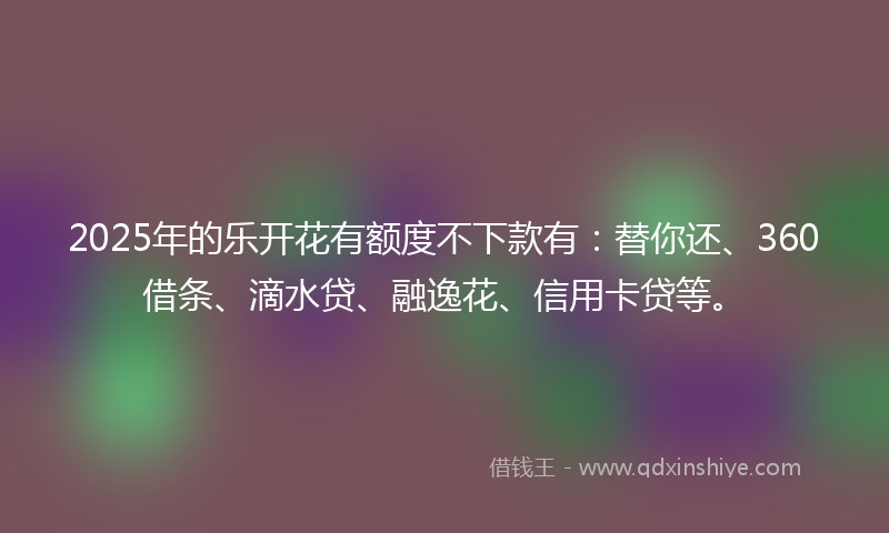 2025年的乐开花有额度不下款有：替你还、360借条、滴水贷、融逸花、信用卡贷等。