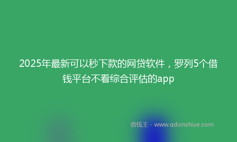 2025年最新可以秒下款的网贷软件，罗列5个借钱平台不看综合评估的app