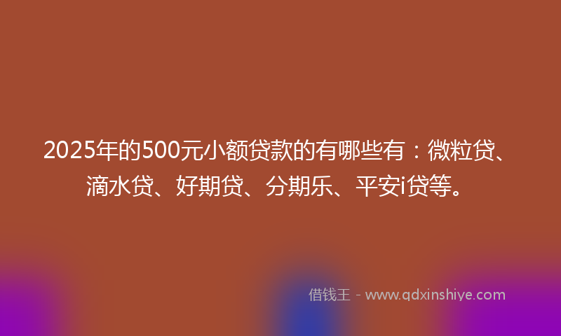2025年的500元小额贷款的有哪些有：微粒贷、滴水贷、好期贷、分期乐、平安i贷等。