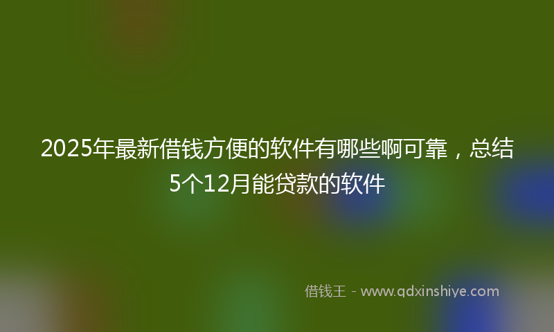 2025年最新借钱方便的软件有哪些啊可靠，总结5个12月能贷款的软件