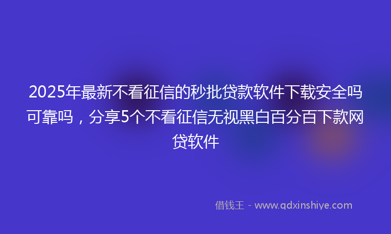 2025年最新不看征信的秒批贷款软件下载安全吗可靠吗，分享5个不看征信无视黑白百分百下款网贷软件