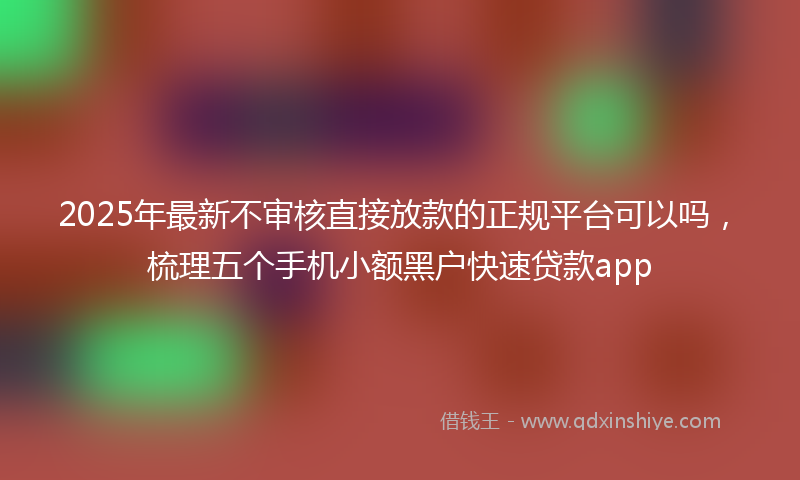 2025年最新不审核直接放款的正规平台可以吗，梳理五个手机小额黑户快速贷款app