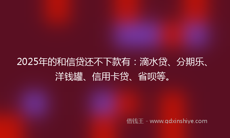 2025年的和信贷还不下款有：滴水贷、分期乐、洋钱罐、信用卡贷、省呗等。