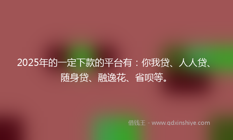 2025年的一定下款的平台有：你我贷、人人贷、随身贷、融逸花、省呗等。