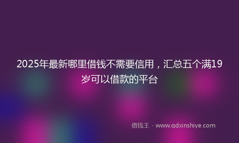 2025年最新哪里借钱不需要信用，汇总五个满19岁可以借款的平台
