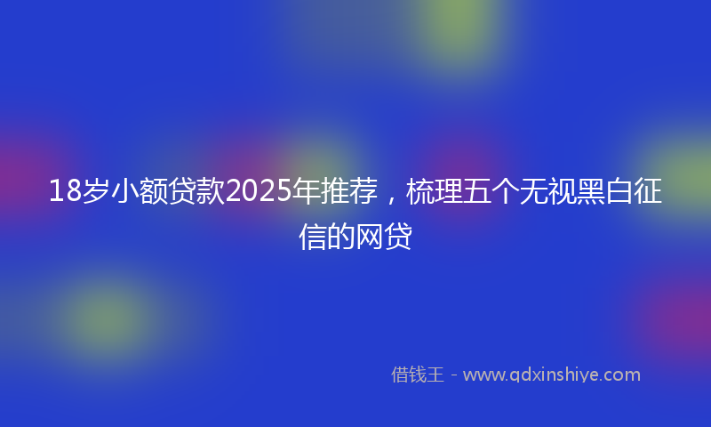 18岁小额贷款2025年推荐，梳理五个无视黑白征信的网贷