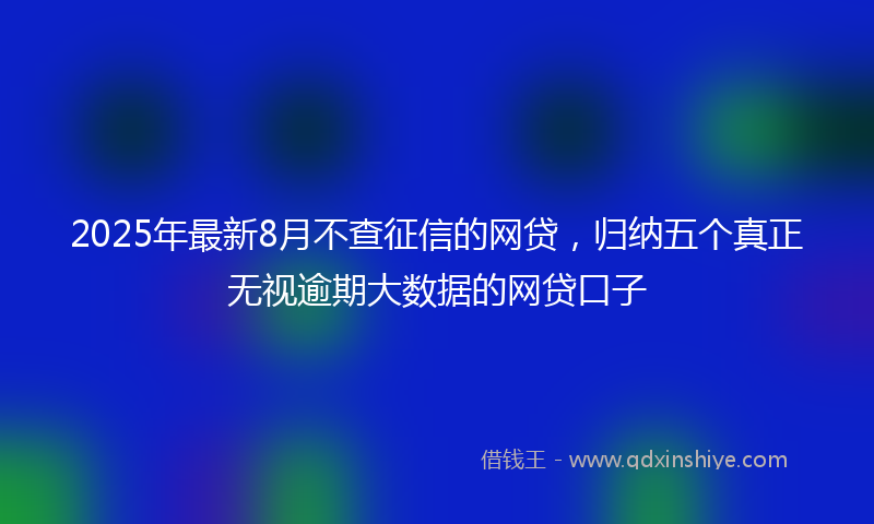 2025年最新8月不查征信的网贷，归纳五个真正无视逾期大数据的网贷口子