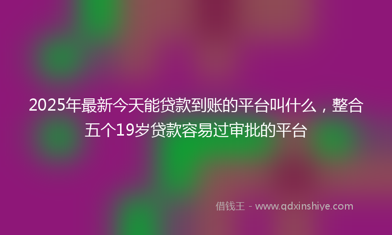 2025年最新今天能贷款到账的平台叫什么，整合五个19岁贷款容易过审批的平台