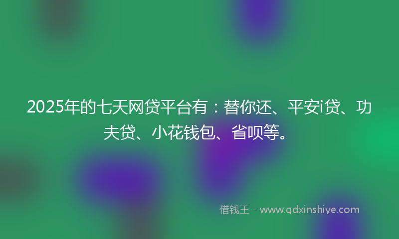 2025年的七天网贷平台有：替你还、平安i贷、功夫贷、小花钱包、省呗等。