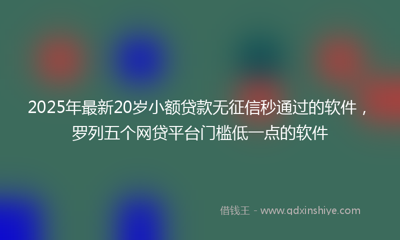 2025年最新20岁小额贷款无征信秒通过的软件，罗列五个网贷平台门槛低一点的软件