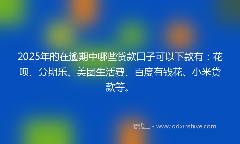 2025年的在逾期中哪些贷款口子可以下款有：花呗、分期乐、美团生活费、百度有钱花、小米贷款等。