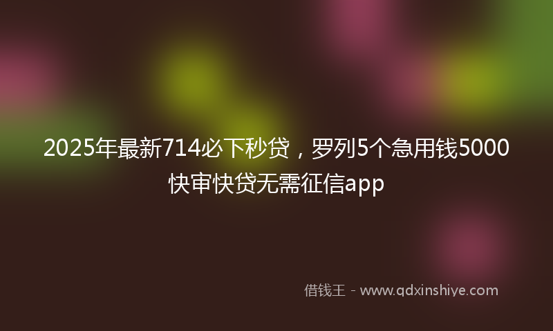 2025年最新714必下秒贷，罗列5个急用钱5000快审快贷无需征信app