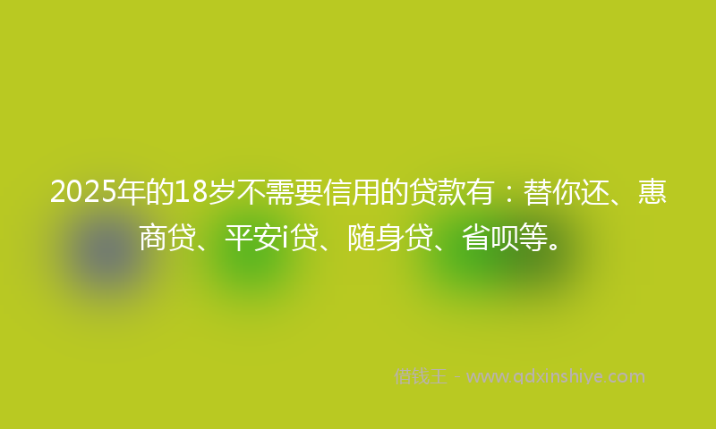 2025年的18岁不需要信用的贷款有：替你还、惠商贷、平安i贷、随身贷、省呗等。