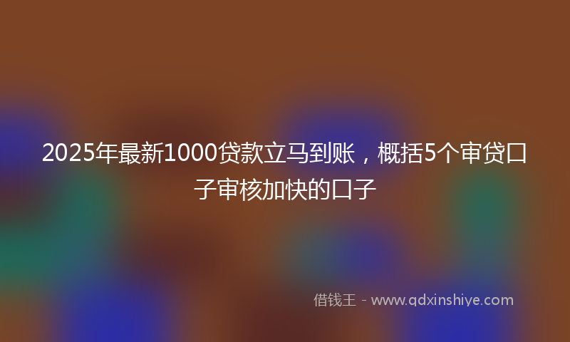 2025年最新1000贷款立马到账，概括5个审贷口子审核加快的口子