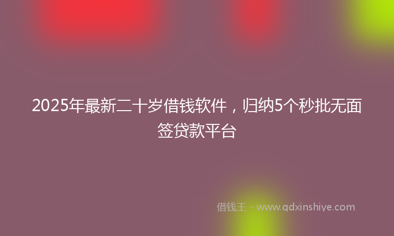 2025年最新二十岁借钱软件，归纳5个秒批无面签贷款平台