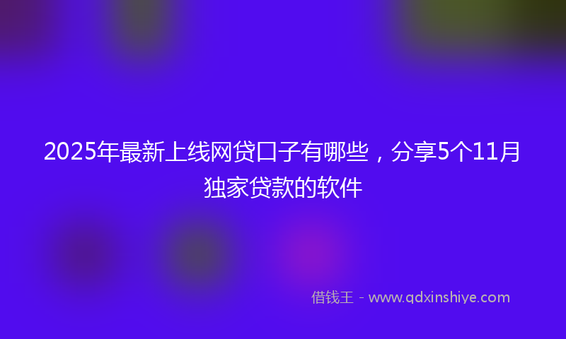 2025年最新上线网贷口子有哪些，分享5个11月独家贷款的软件