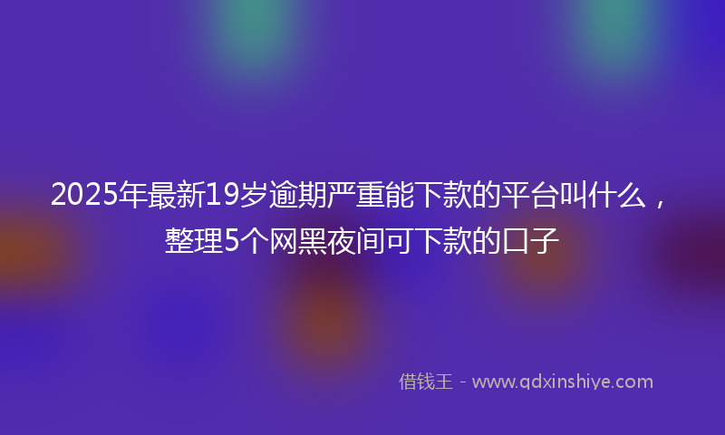 2025年最新19岁逾期严重能下款的平台叫什么，整理5个网黑夜间可下款的口子
