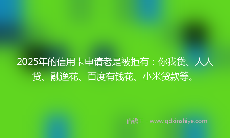 2025年的信用卡申请老是被拒有：你我贷、人人贷、融逸花、百度有钱花、小米贷款等。