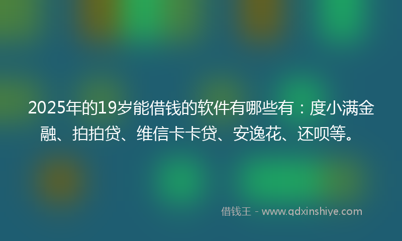 2025年的19岁能借钱的软件有哪些有：度小满金融、拍拍贷、维信卡卡贷、安逸花、还呗等。