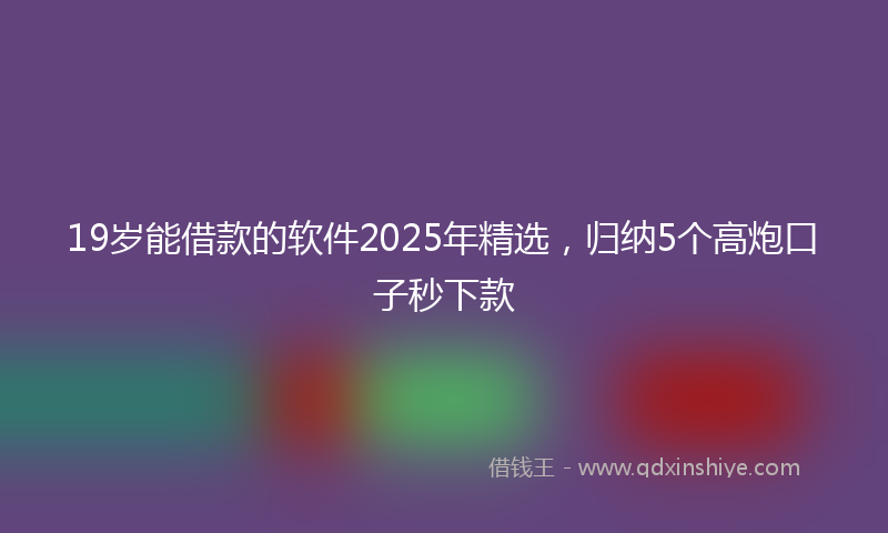 19岁能借款的软件2025年精选，归纳5个高炮口子秒下款