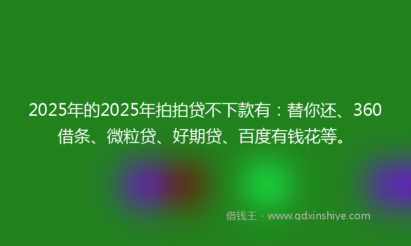 2025年的2025年拍拍贷不下款有：替你还、360借条、微粒贷、好期贷、百度有钱花等。