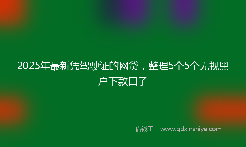 2025年最新凭驾驶证的网贷，整理5个5个无视黑户下款口子