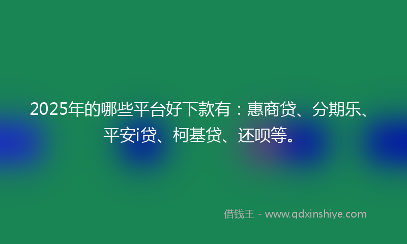 2025年的哪些平台好下款有：惠商贷、分期乐、平安i贷、柯基贷、还呗等。