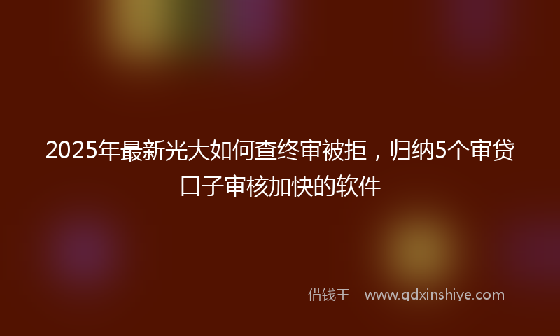 2025年最新光大如何查终审被拒，归纳5个审贷口子审核加快的软件