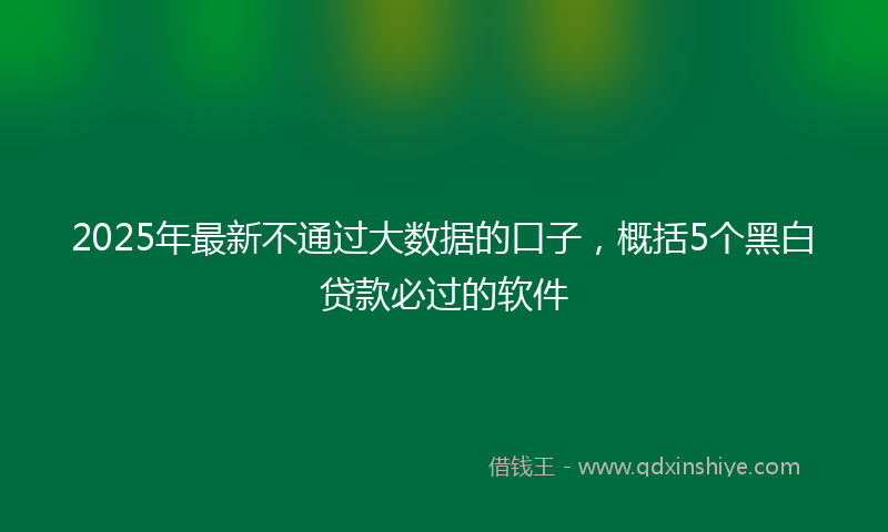 2025年最新不通过大数据的口子，概括5个黑白贷款必过的软件