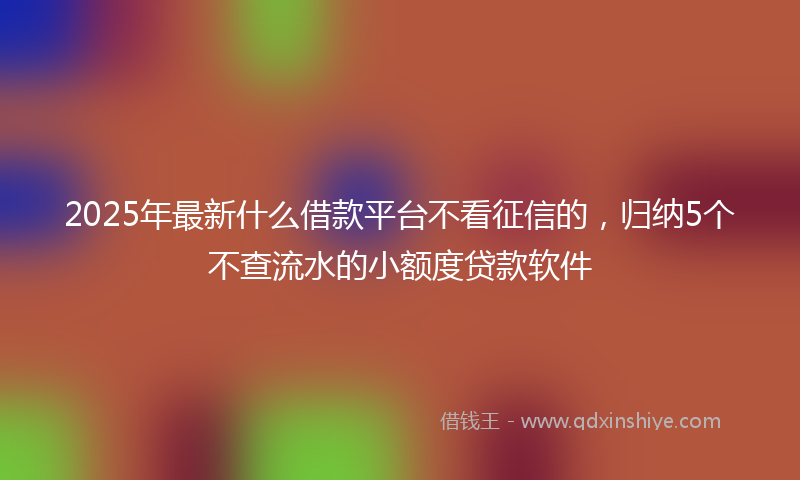 2025年最新什么借款平台不看征信的，归纳5个不查流水的小额度贷款软件