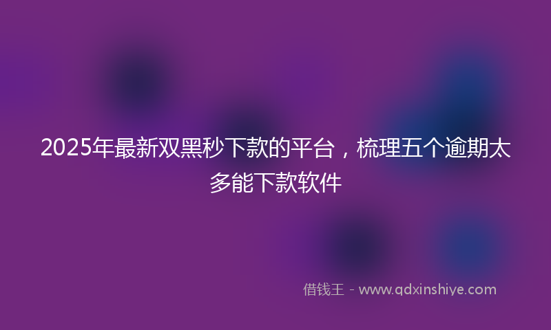 2025年最新双黑秒下款的平台，梳理五个逾期太多能下款软件