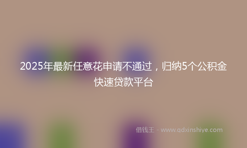 2025年最新任意花申请不通过，归纳5个公积金快速贷款平台