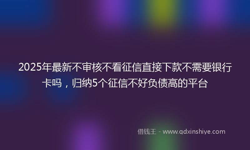 2025年最新不审核不看征信直接下款不需要银行卡吗，归纳5个征信不好负债高的平台