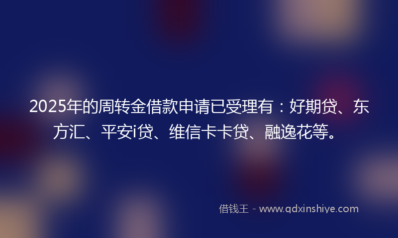 2025年的周转金借款申请已受理有：好期贷、东方汇、平安i贷、维信卡卡贷、融逸花等。