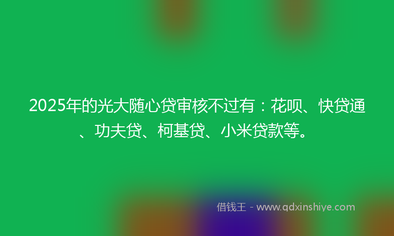 2025年的光大随心贷审核不过有：花呗、快贷通、功夫贷、柯基贷、小米贷款等。