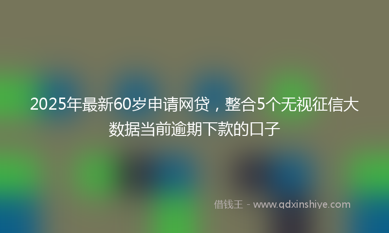 2025年最新60岁申请网贷，整合5个无视征信大数据当前逾期下款的口子