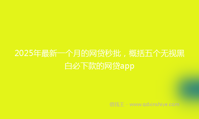 2025年最新一个月的网贷秒批，概括五个无视黑白必下款的网贷app