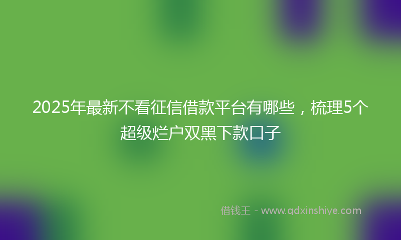 2025年最新不看征信借款平台有哪些，梳理5个超级烂户双黑下款口子