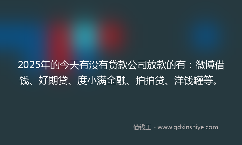 2025年的今天有没有贷款公司放款的有：微博借钱、好期贷、度小满金融、拍拍贷、洋钱罐等。