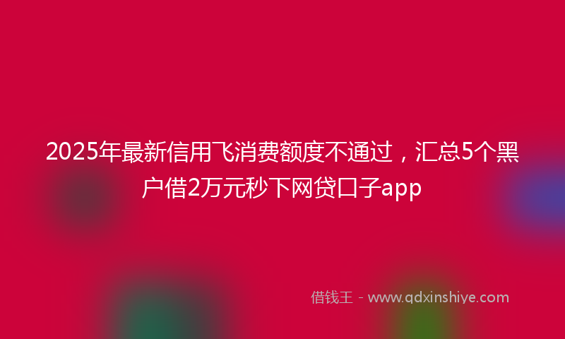 2025年最新信用飞消费额度不通过，汇总5个黑户借2万元秒下网贷口子app