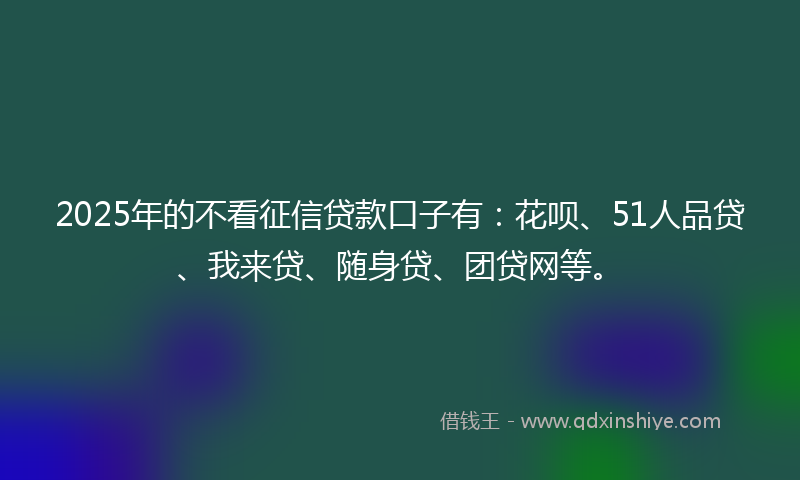 2025年的不看征信贷款口子有：花呗、51人品贷、我来贷、随身贷、团贷网等。