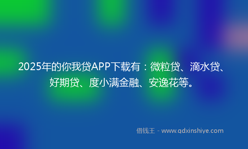 2025年的你我贷APP下载有：微粒贷、滴水贷、好期贷、度小满金融、安逸花等。