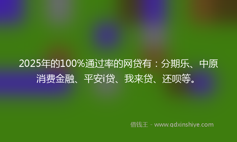 2025年的100%通过率的网贷有：分期乐、中原消费金融、平安i贷、我来贷、还呗等。
