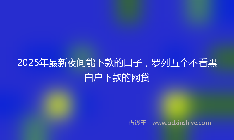 2025年最新夜间能下款的口子，罗列五个不看黑白户下款的网贷