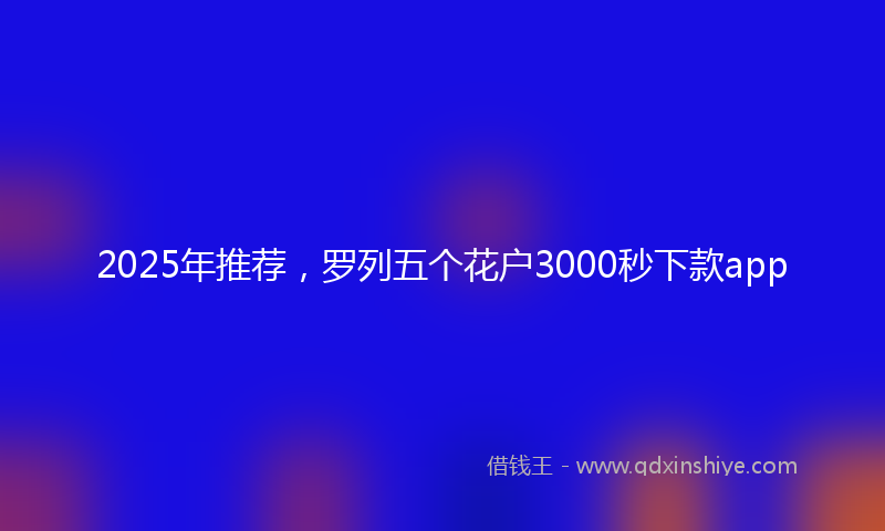 2025年推荐，罗列五个花户3000秒下款app