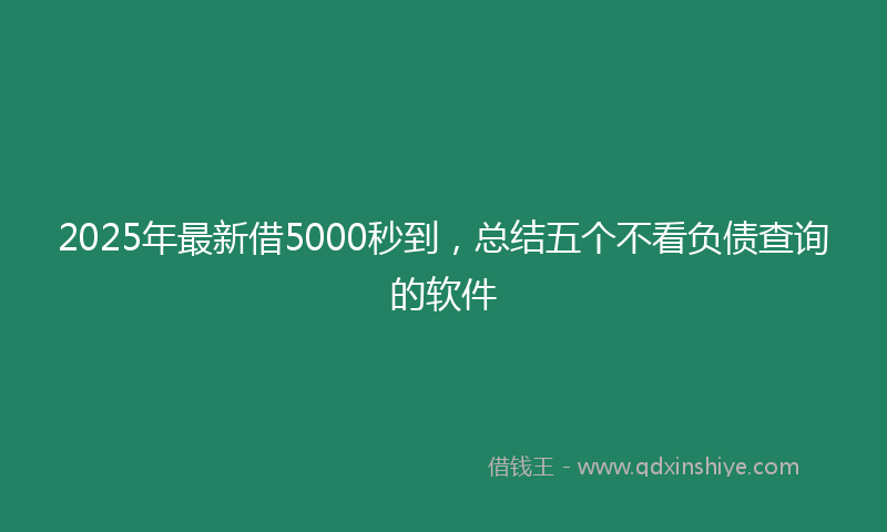 2025年最新借5000秒到，总结五个不看负债查询的软件