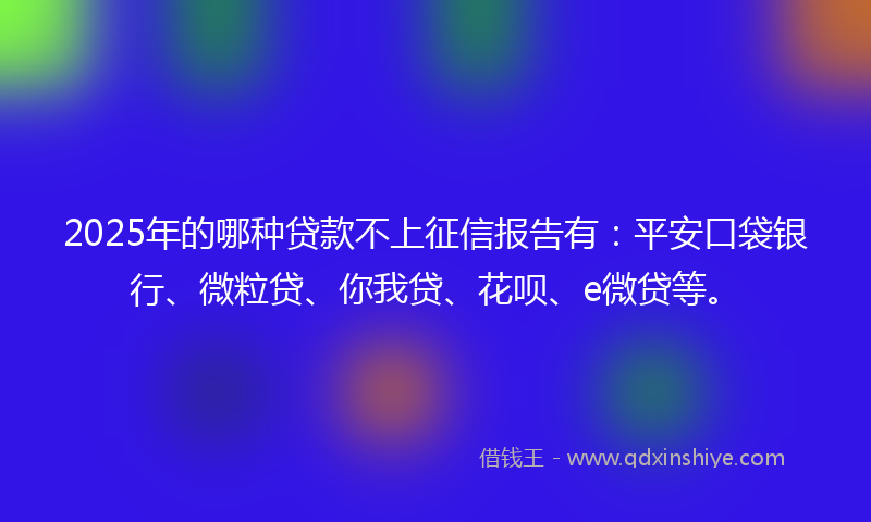 2025年的哪种贷款不上征信报告有：平安口袋银行、微粒贷、你我贷、花呗、e微贷等。