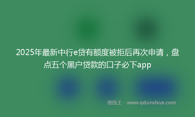 2025年最新中行e贷有额度被拒后再次申请，盘点五个黑户贷款的口子必下app