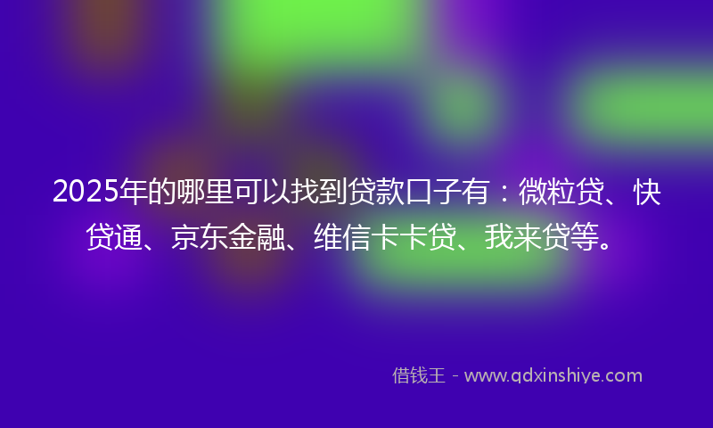 2025年的哪里可以找到贷款口子有：微粒贷、快贷通、京东金融、维信卡卡贷、我来贷等。