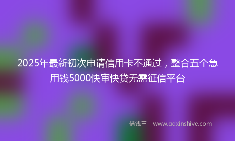 2025年最新初次申请信用卡不通过，整合五个急用钱5000快审快贷无需征信平台